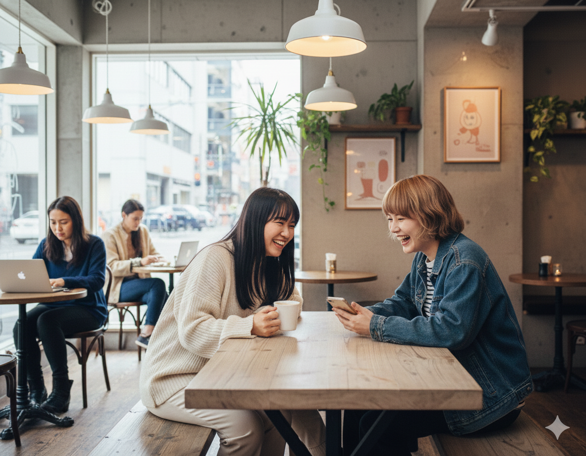 初心者マークを持った女性